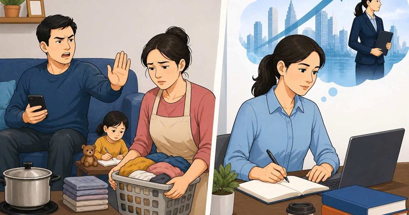 Chồng không chia sẻ việc nhà, cản trở vợ đến trường