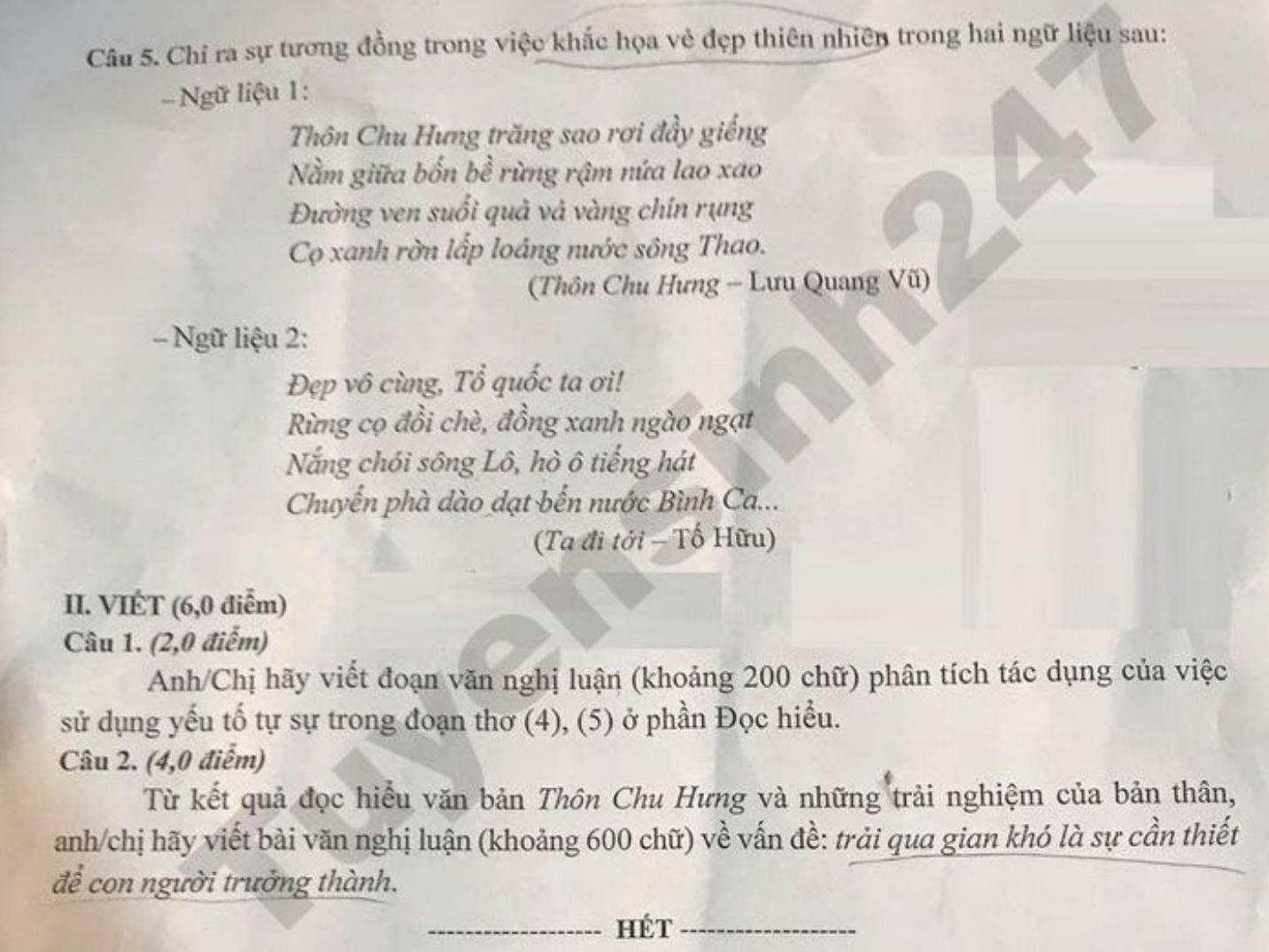 Đề thi thử tốt nghiệp THPT 2026 lần 2 môn Văn - Sở GDĐT Tuyên Quang. Ảnh: Tuyensinh247  