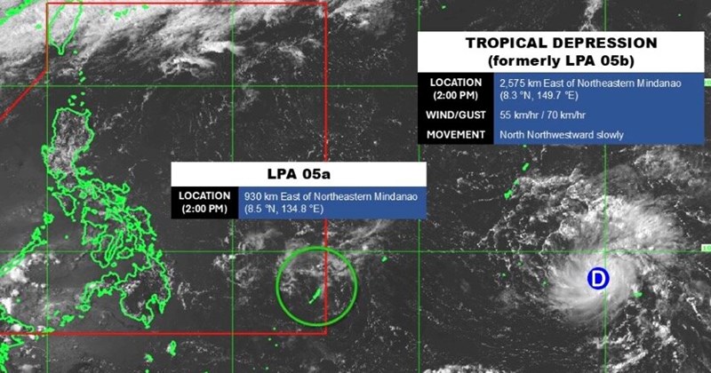 2 low pressure systems move towards the Philippines, possibly strengthening into Typhoon Caloy