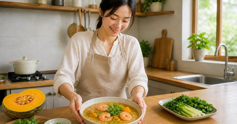 Cách nấu canh bí đỏ tôm ngọt mát, giải nhiệt mùa hè