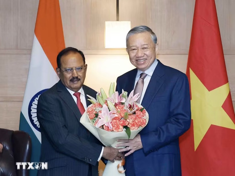 General Secretary and President To Lam receives Indian National Security Advisor Ajit Doval. Photo: VNA