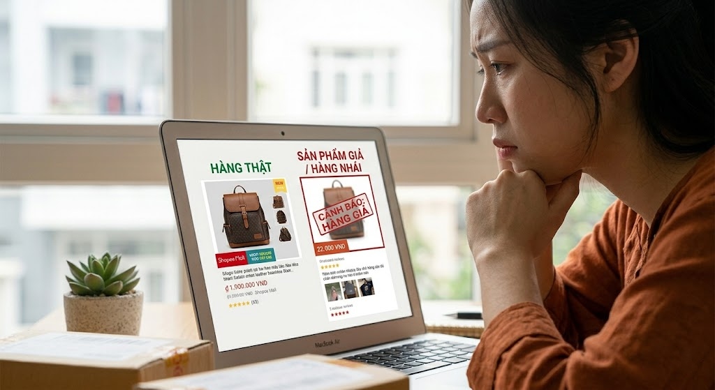 Online shopping today is very easy through e-commerce platforms but also contains many risks. Illustrative image created by AI