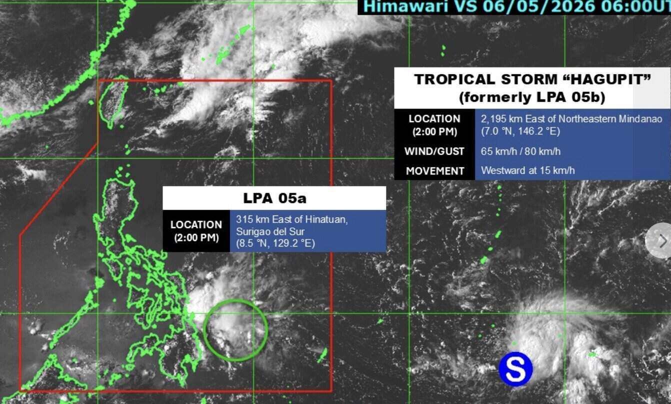 필리핀 근처 저기압 및 열대 저기압의 위치 6. 5. 사진: PAGASA