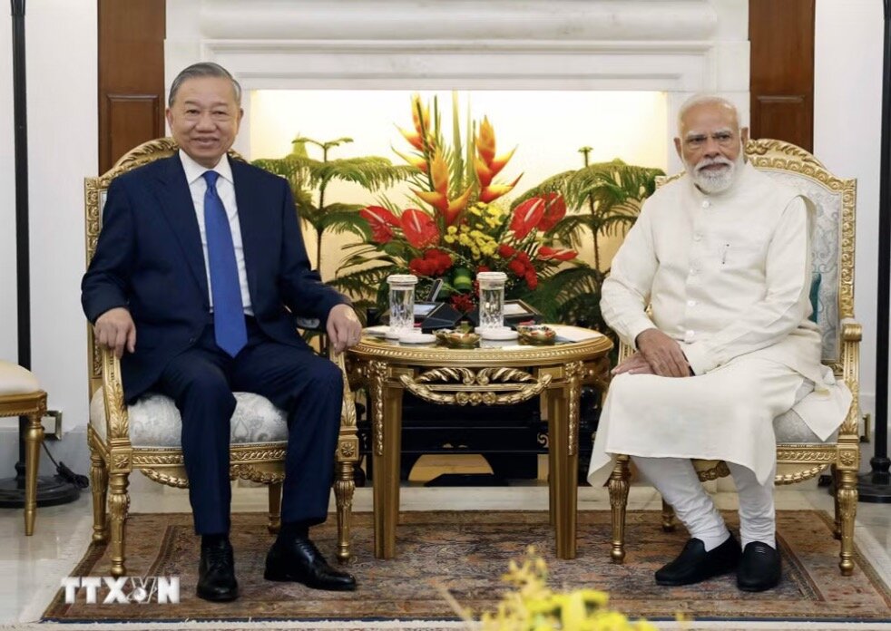 Prime Minister Narendra Modi expressed his pleasure to welcome General Secretary and President To Lam and said that the visit contributes to promoting cooperative relations between Vietnam and India. Photo: VNA