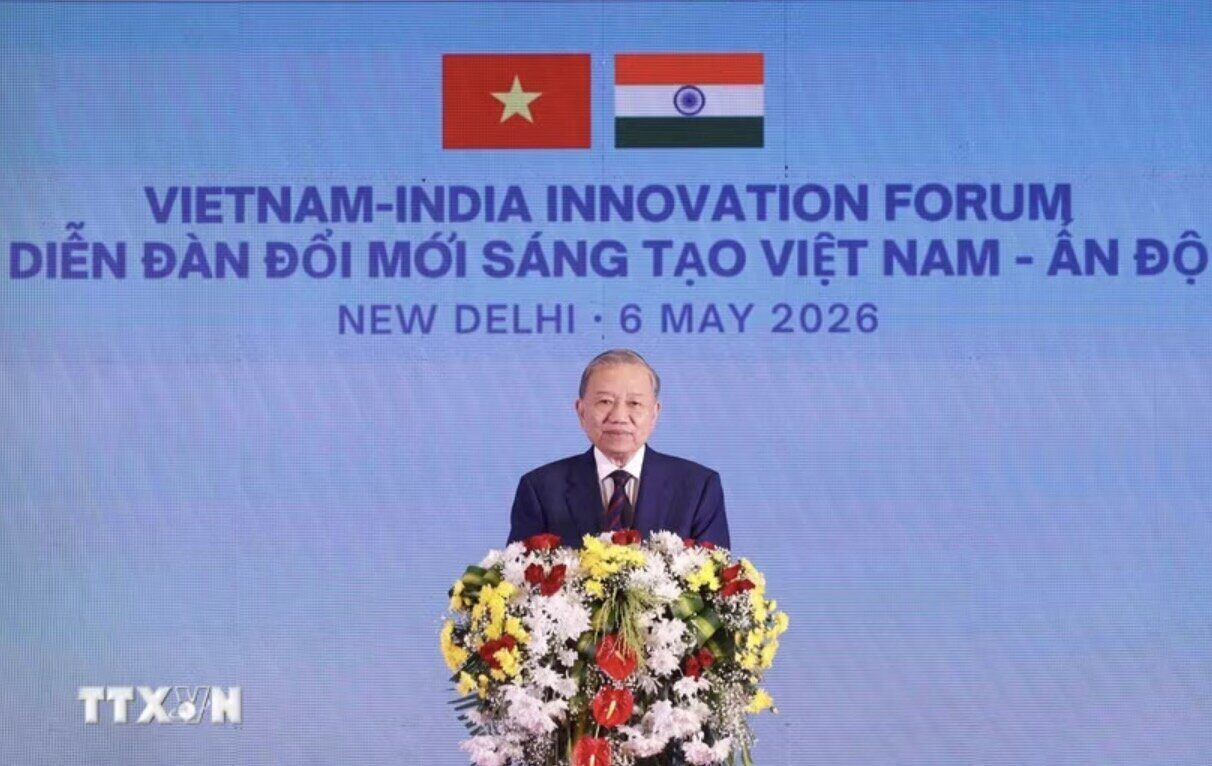 General Secretary and President To Lam speaks at the Vietnam - India Innovation Forum. Photo: VNA