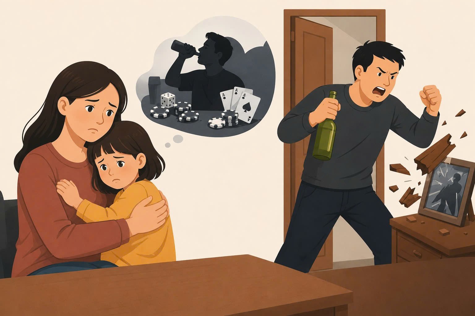 The ex-husband often gets drunk and harasses his 3-year-old daughter, causing fear. Photo: AI/Pham Ngoc