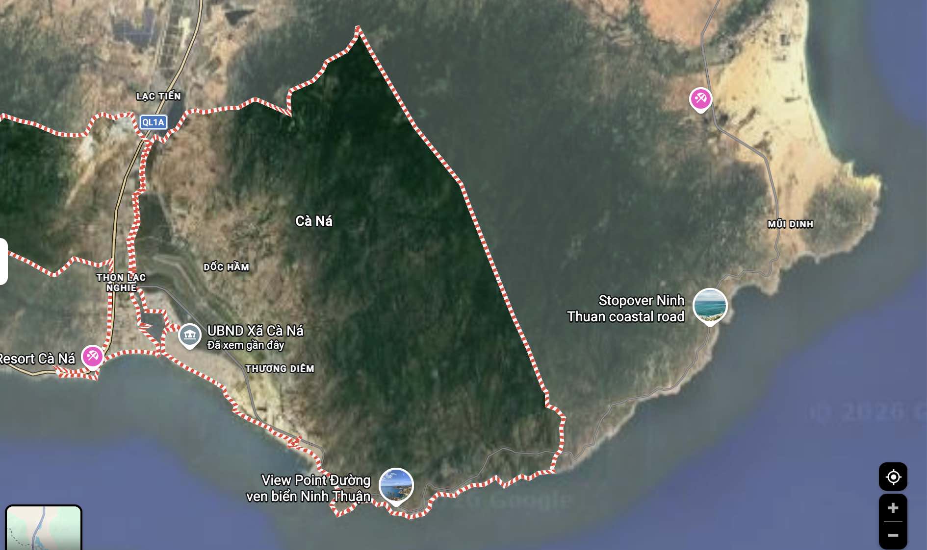 Ca Na commune where the project was just revoked. Photo: Google Map