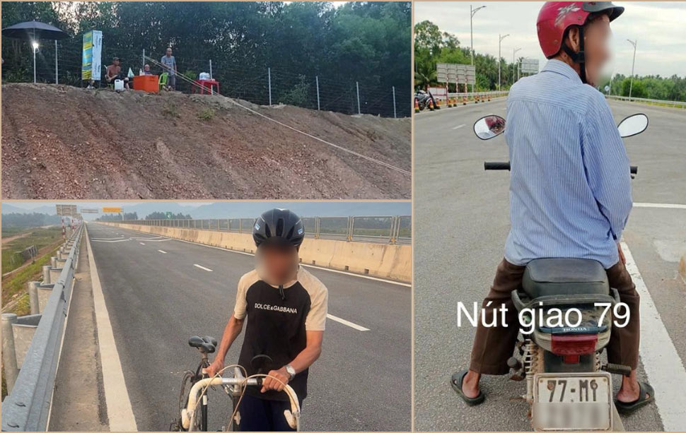 A series of dangerous acts appeared on the North-South expressway through Quang Ngai and Gia Lai just a few days after the traffic was cleared. Photo: Traffic Police Department