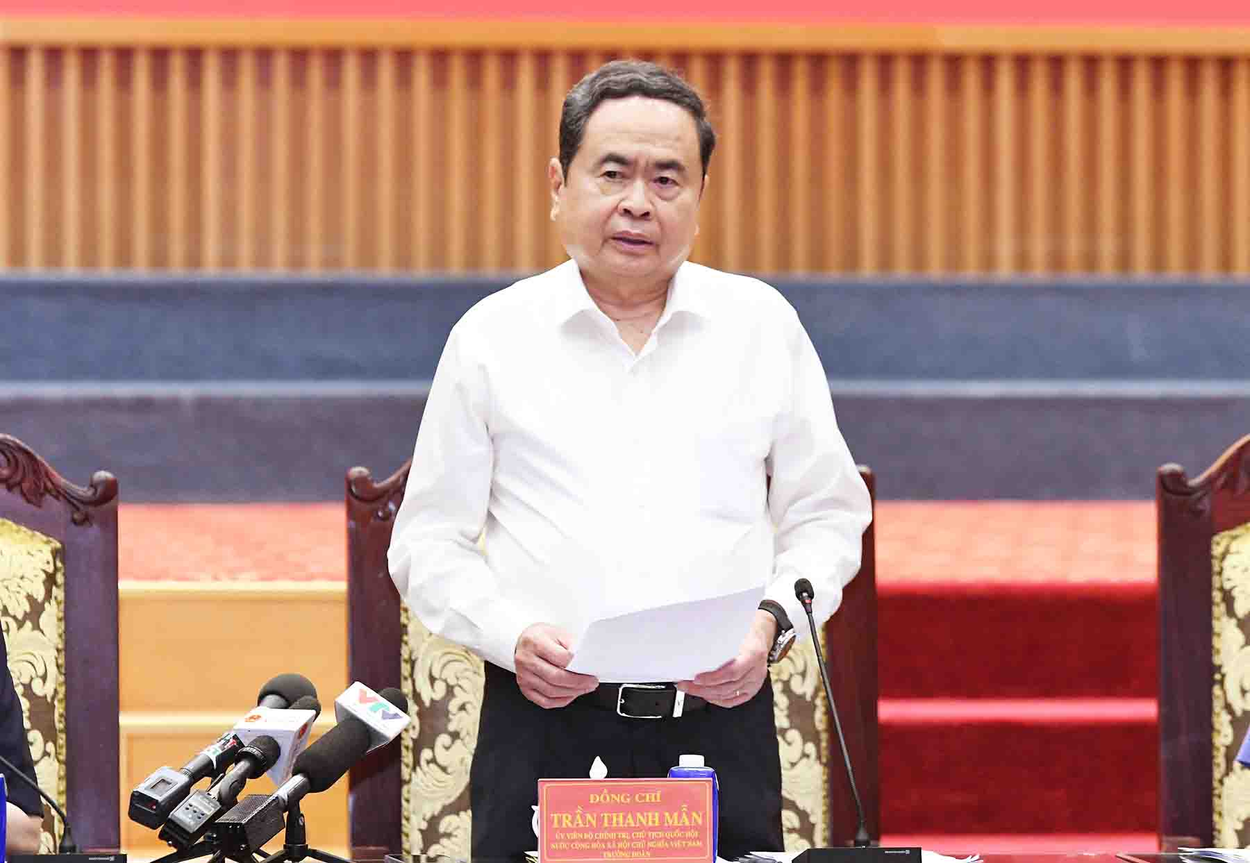 Politburo member, National Assembly Chairman Tran Thanh Man requested that prosecution activities must be against the right people, the right crimes, and prevent wrongful convictions and letting criminals escape. Photo: Lam Hien.