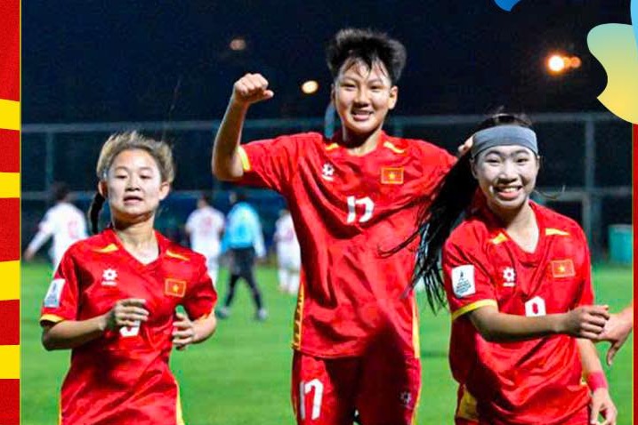 Vietnam U17 women's team meets Myanmar U17 women's team in the last round of the group stage. Photo: FAT