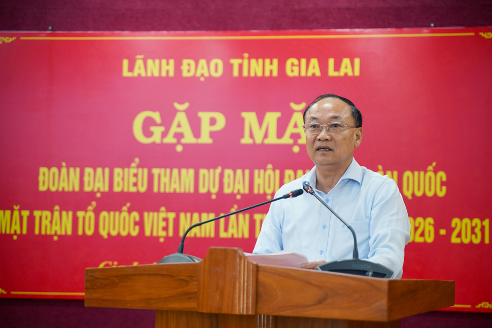 Bí thư Tỉnh ủy  Gia Lai Thái Đại Ngọc chỉ đạo tại buổi gặp mặt. Ảnh: Hoài Phương