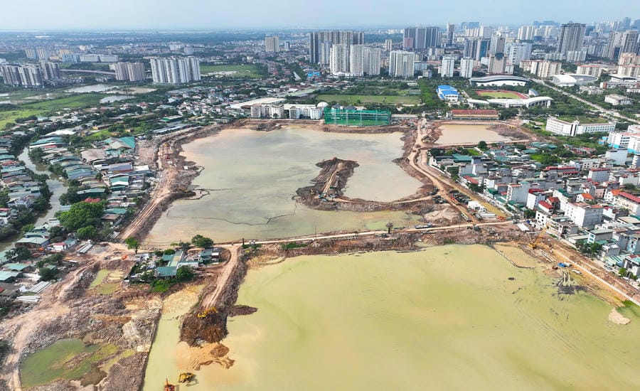 Phu Do regulating lake project has a total investment of 800 billion VND, expected to be completed in the fourth quarter of 2026. Photo: The Doan