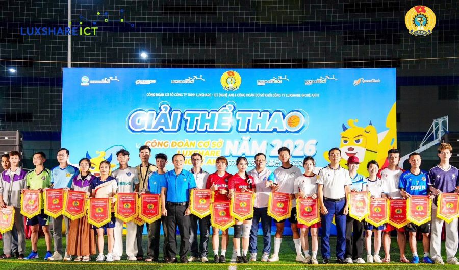 Luxshare Nghe An 2026 Sports Tournament with many exciting competition contents, creating a competitive atmosphere among union members and workers. Photo: Nghe An Trade Union
