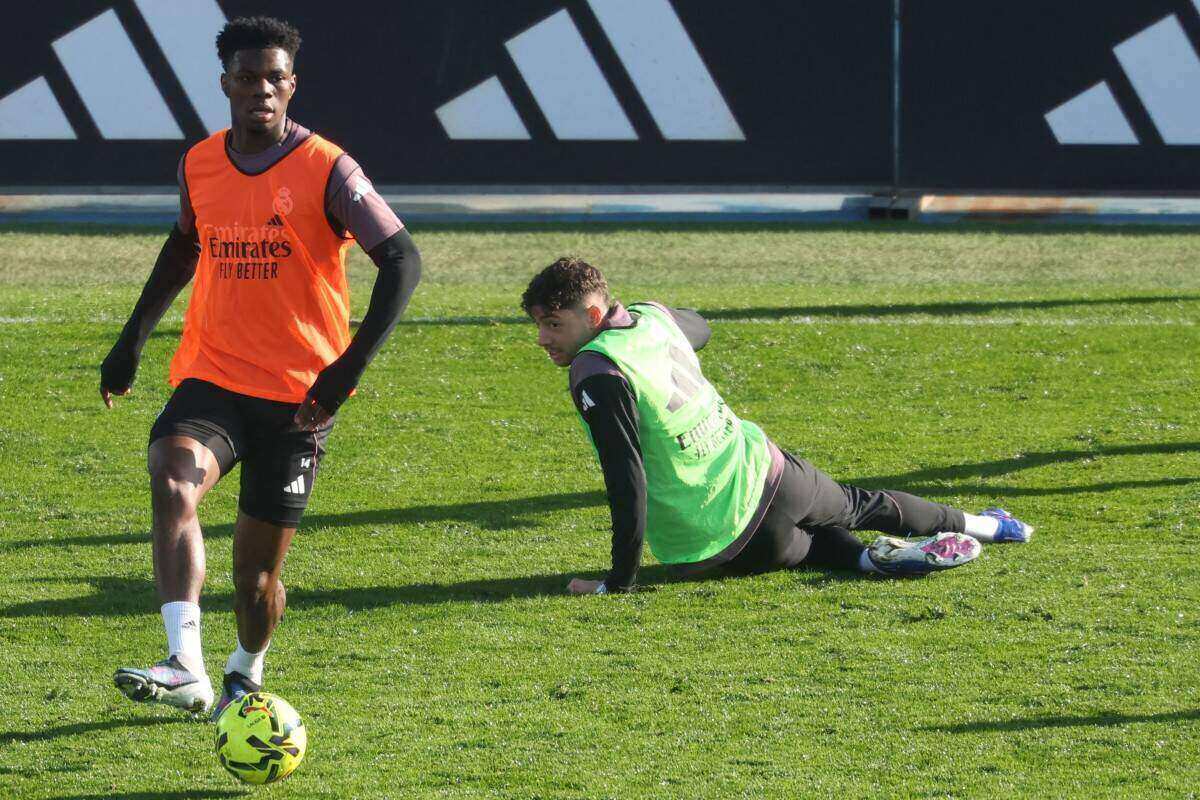 Aurelien Tchouameni and Federico Valverde clashed on the training field.  Photo: AFP