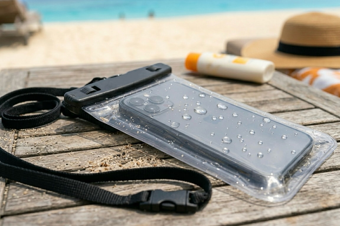 Properly protecting phones and electronic devices helps limit damage during sea tourism. Photo: Thai Trang