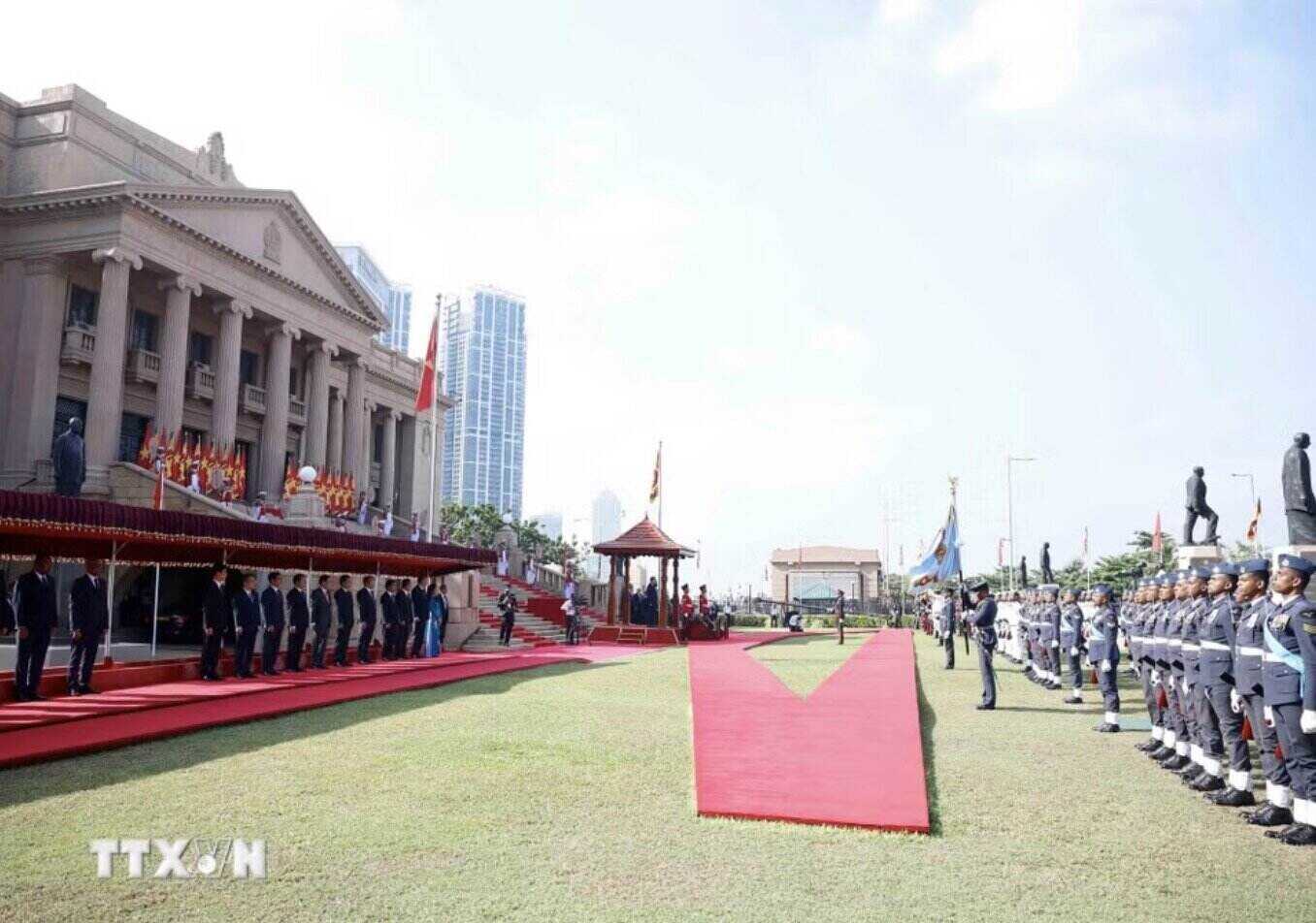 Quang cảnh lễ đón Tổng Bí thư, Chủ tịch nước Tô Lâm. Ảnh: TTXVN 