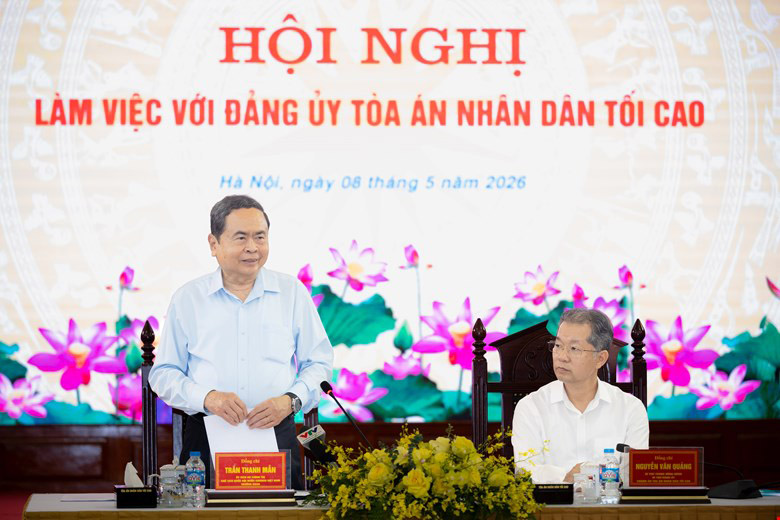 Chủ tịch Quốc hội Trần Thanh Mẫn phát biểu tại buổi làm việc. Ảnh: Vũ Hiếu.