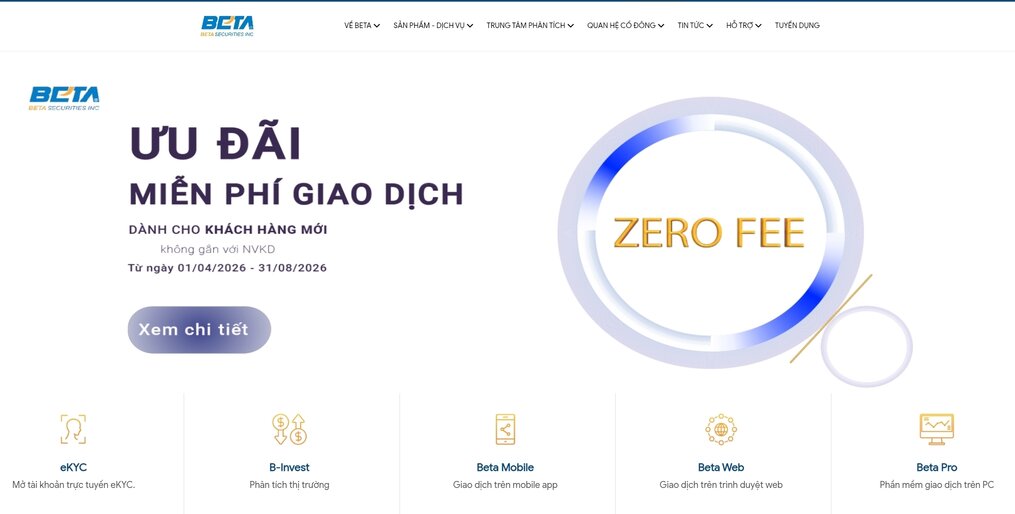 Administrative penalty for Beta Securities Joint Stock Company. Image of Beta Securities Joint Stock Company's Website.