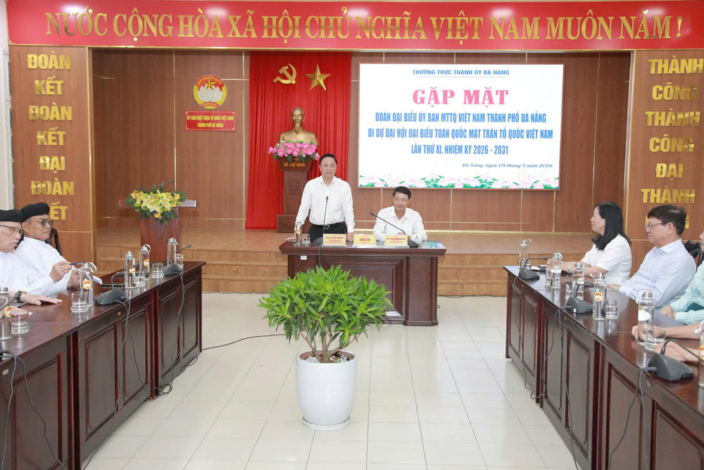 Standing Committee of Da Nang City Party Committee meets with the delegation of the City Vietnam Fatherland Front Committee to attend the 11th National Congress of the Vietnam Fatherland Front, term 2026-2031. Photo: Da Nang Fatherland Front
