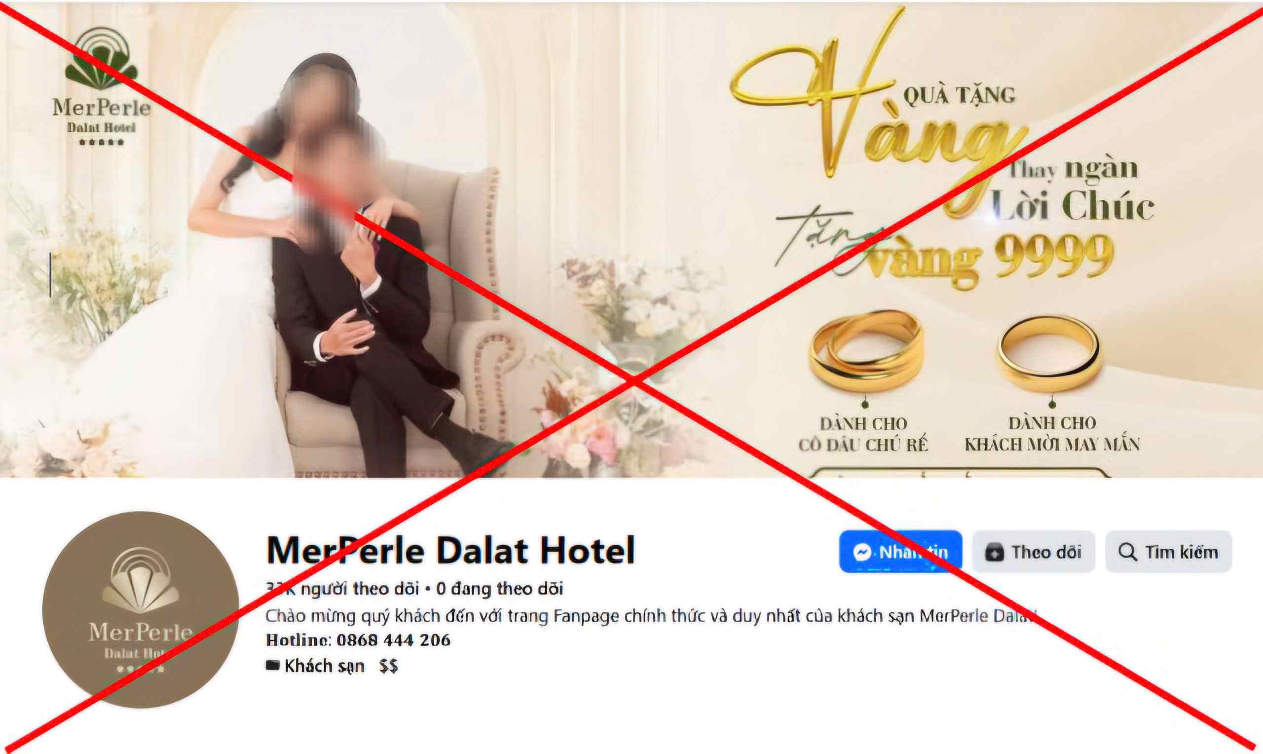 Lam Dong Police warns of images of a fake fanpage of a hotel in Xuan Huong ward - Da Lat. Photo: Police provided