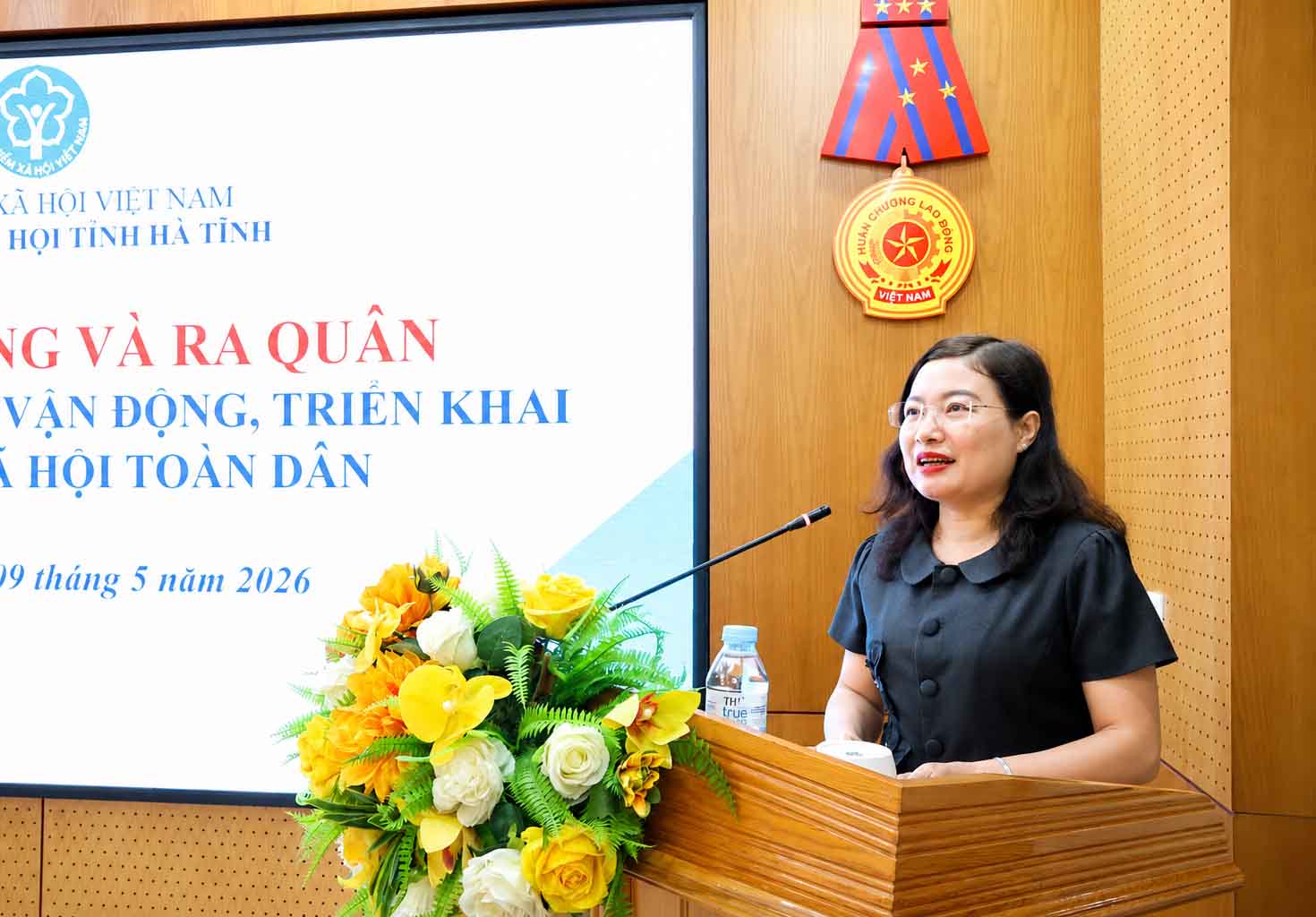 Bà Nguyễn Thị Nguyệt - Phó Chủ tịch UBND tỉnh Hà Tĩnh phát biểu. Ảnh: Như Hoa