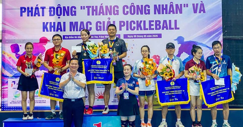 Quy Nhơn: Công đoàn khai mạc giải Pickleball, khởi động Tháng Công nhân 2026