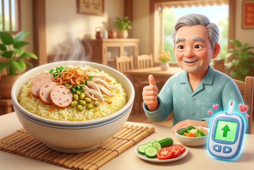 How should diabetics eat sticky rice to avoid high blood sugar