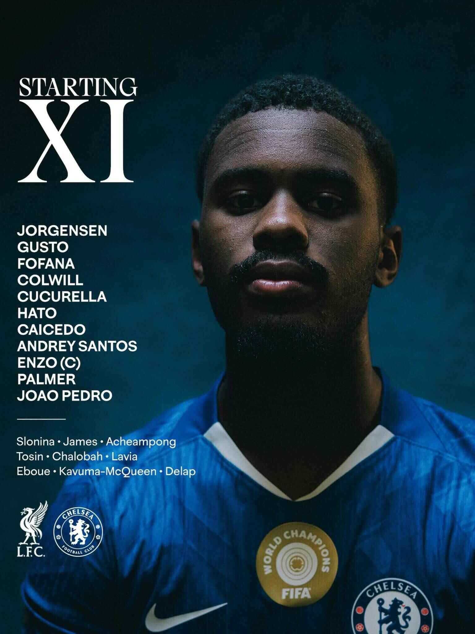Đội hình ra sân của Chelsea. Ảnh: CFC