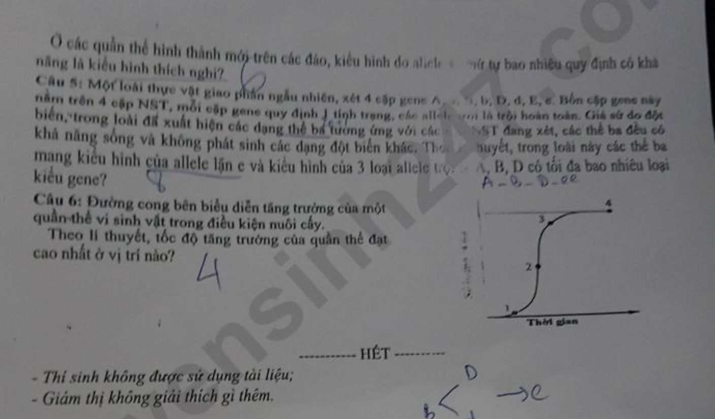 Đề thi thử tốt nghiệp THPT 2026 môn Sinh - tỉnh Đồng Tháp. Ảnh: Tuyensinh247