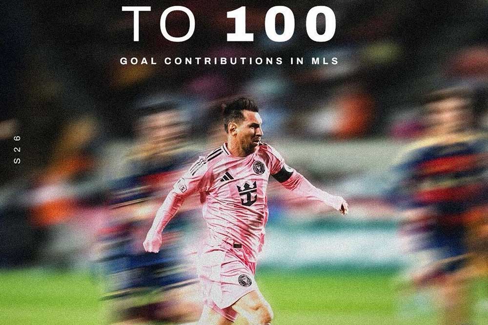 Messi reached the milestone of contributing to goals 100 times in MLS. Photo: Inter Miami