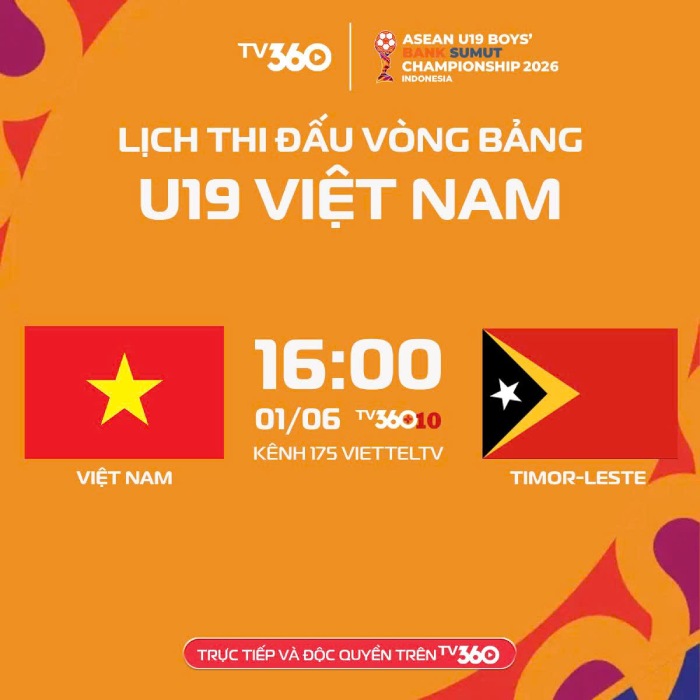 La sub-19 de Vietnam se enfrenta a la sub-19 de Timor Leste en el partido inaugural de la sub-19 del Sudeste Asiático 2026. Foto: TV360