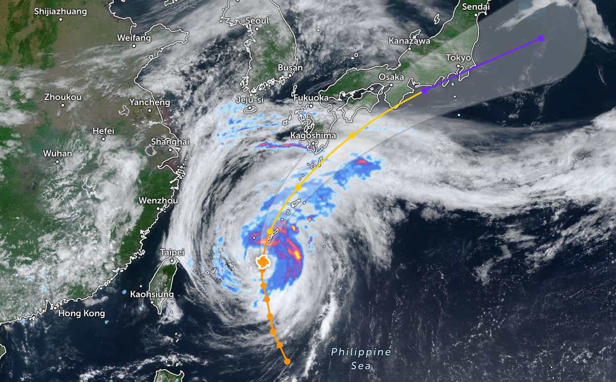 Bão Jangmi chuẩn bị đổ bộ đất liền Nhật Bản. Ảnh: JTWC