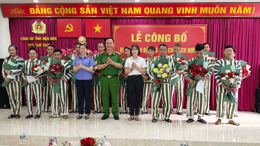The Provincial Police Detention Center has 14 inmates granted amnesty in this phase. Photo: Dien Bien Police