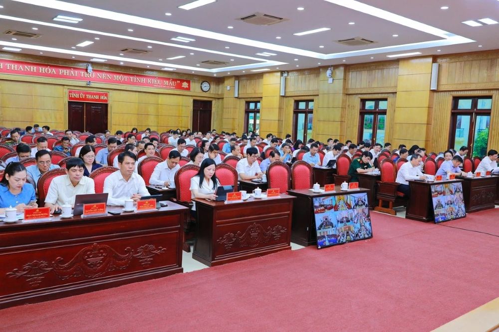 Tỉnh ủy Thanh Hóa tổ chức hội nghị sơ kết một năm thực hiện mô hình hệ thống chính trị và chính quyền địa phương 2 cấp. Ảnh: Minh Hiếu