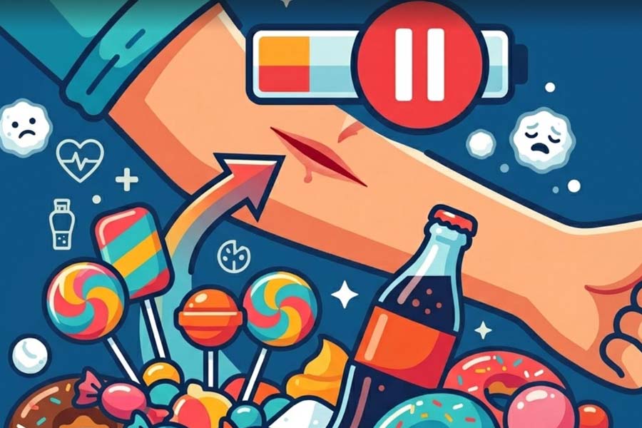 Eating a lot of sugar can slow down the wound healing process. Graphics: Thien Nhan