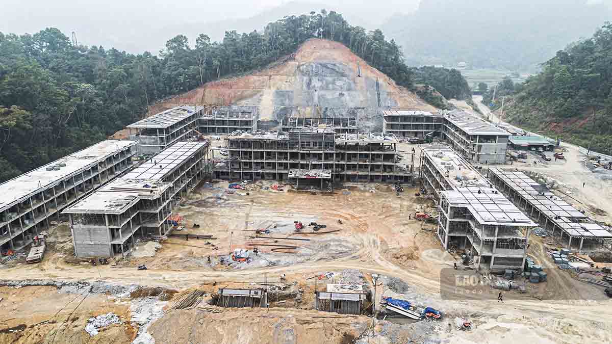 Dự án Trường nội trú liên cấp Thanh Thủy đang được đẩy nhanh tiến độ, phấn đấu là trường về đích đầu tiên của tỉnh Tuyên Quang. Ảnh: Việt Bắc
