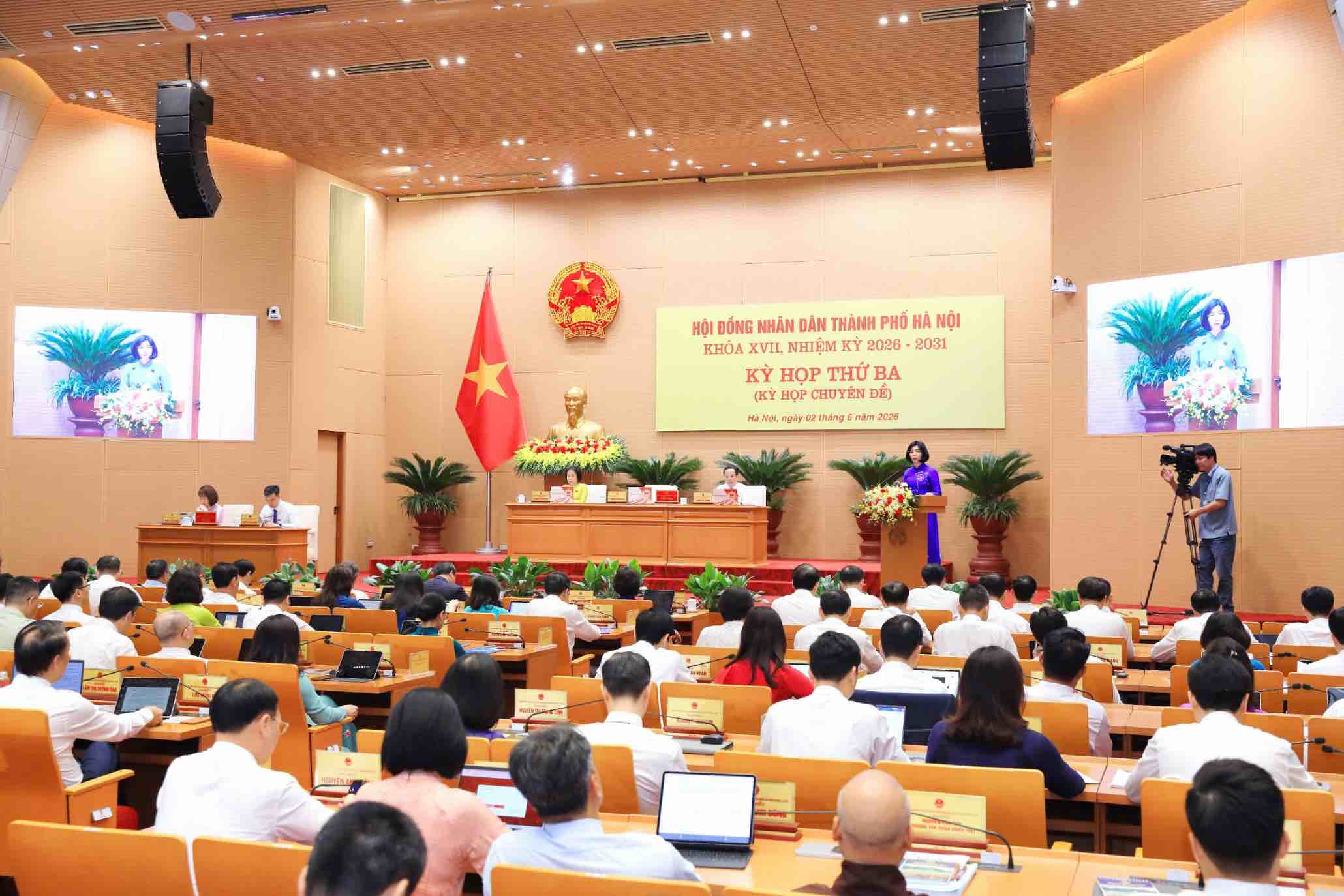 The third session of the Hanoi City People's Council, XVII term, 2026-2031. Photo: Le Hai