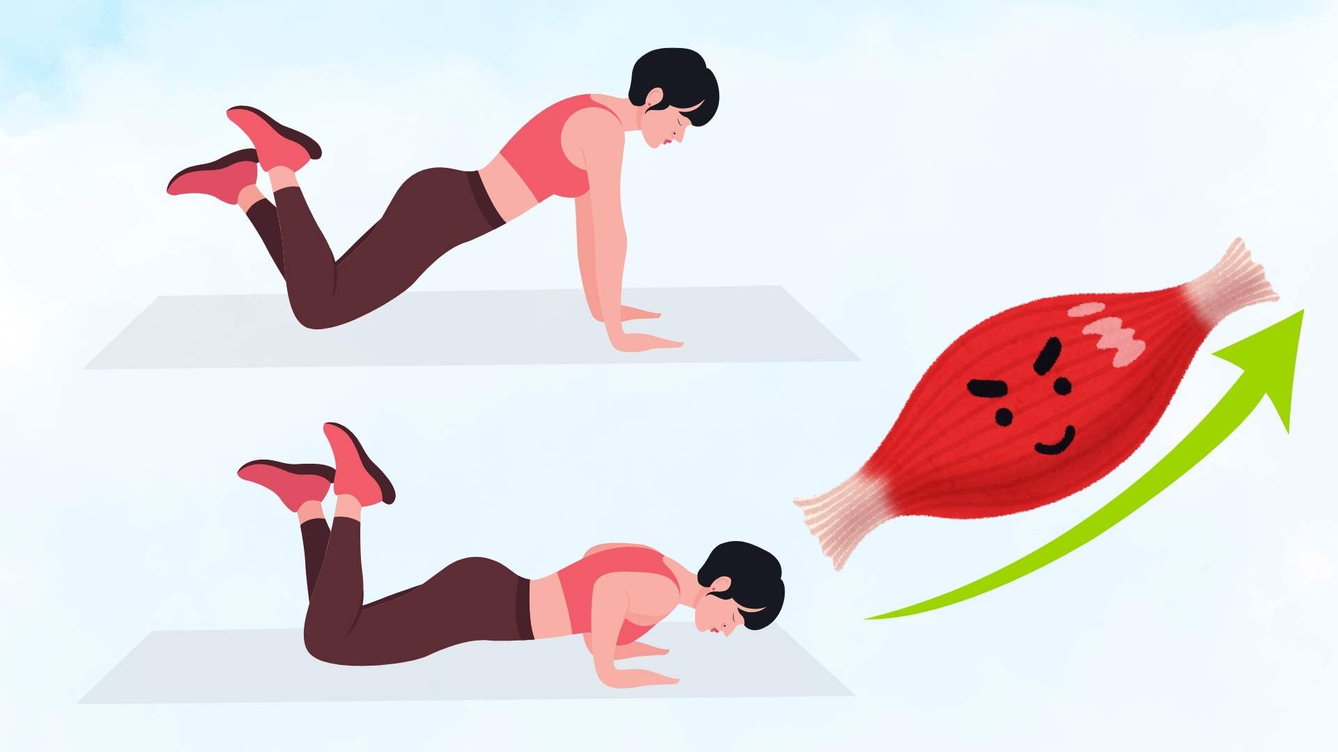 Knee push-ups are exercises that help assess muscle strength after age 50. Graphics: Thanh Thanh