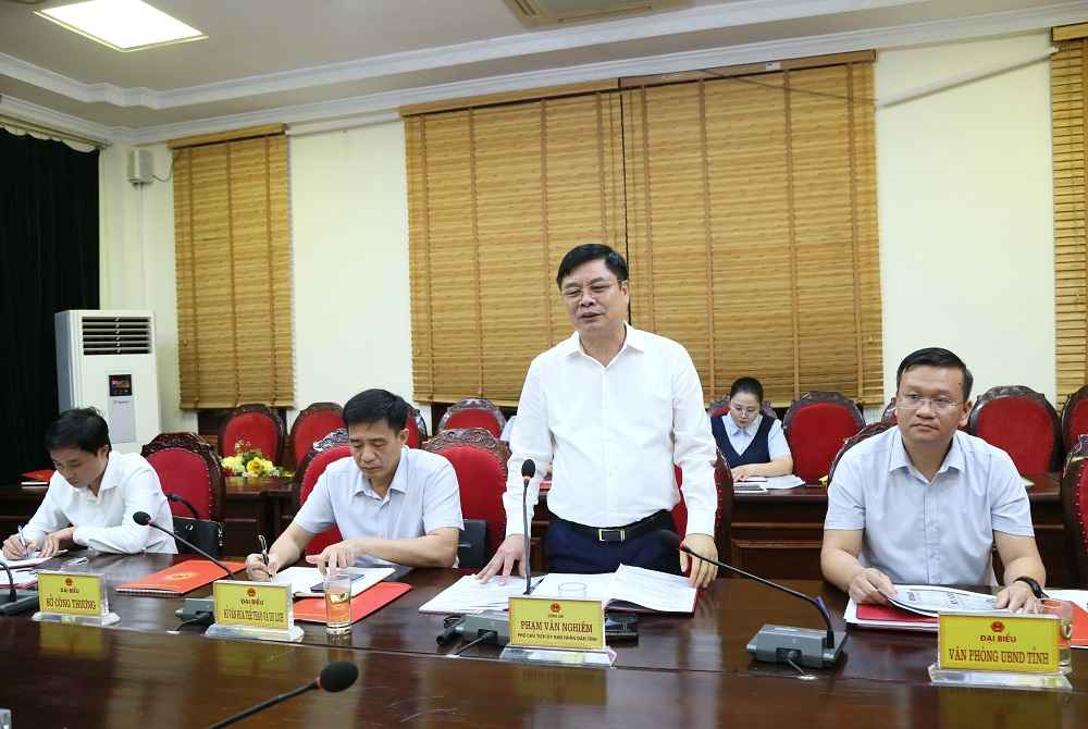 Phó Chủ tịch UBND tỉnh Phạm Văn Nghiêm phát biểu tại cuộc họp. Ảnh: Tất Đạt