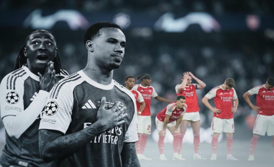 Gabriel and Eberechi Eze missed a penalty in Arsenal's loss to PSG in the 2025 - 2026 Champions League final. Graphic: Le Vinh