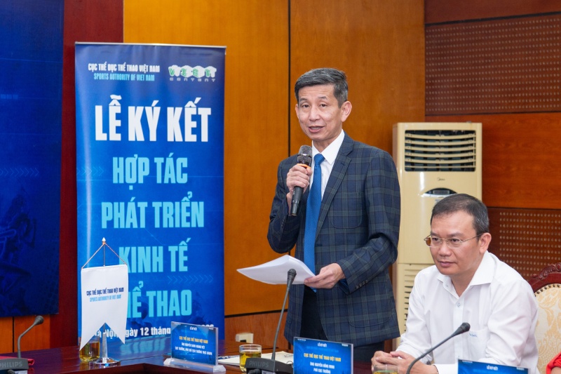 Cục trưởng Cục TDTT Nguyễn Danh Hoàng Việt phát biểu tại buổi lễ. Ảnh: Cục TDTT