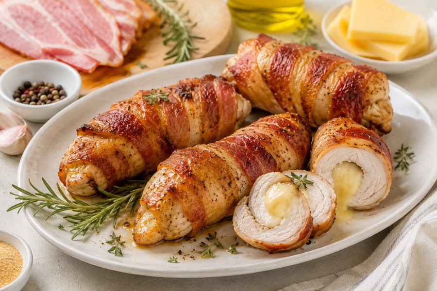 Steamed chicken rolls