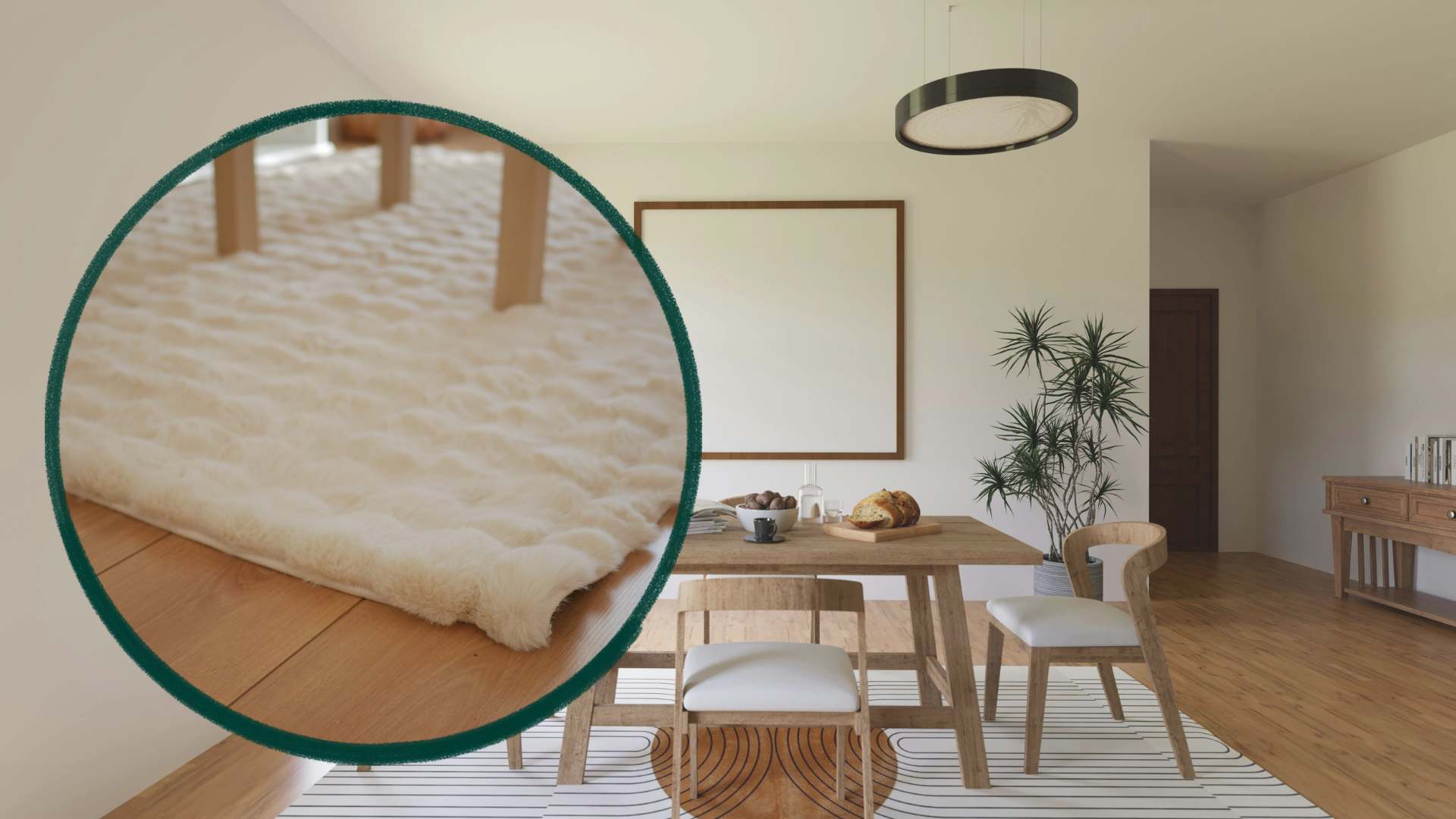 The carpet size needs to be suitable for the dining table to ensure aesthetics and convenience when using. Graphics: Thanh Thanh
