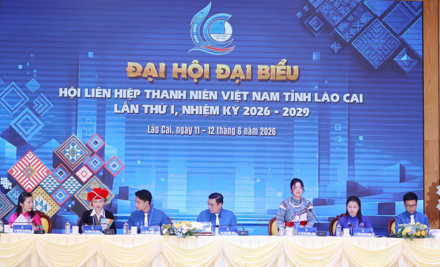 Đại hội Hội LHTN Việt Nam tỉnh Lào Cai lần thứ I, nhiệm kỳ 2026 - 2029 diễn ra phiên trọng thể ngày 12.6. Ảnh: Bảo Nguyên