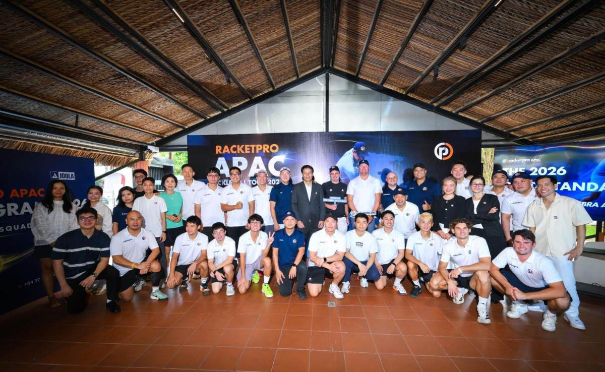 Sự kiện công bố RacketPro APAC Pickleball Tour 2026 hội tụ hơn 25 HLV Pickleball chuyên nghiệp trên khắp khu vực trong và ngoài Châu Á. Ảnh: RPO