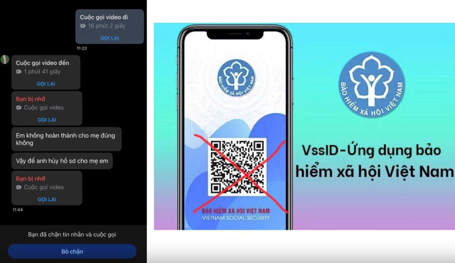 Các đối tượng giả mạo cơ quan BHXH nhắn tin, gọi điện để lừa đảo người dân. Hình ảnh do người dân cung cấp