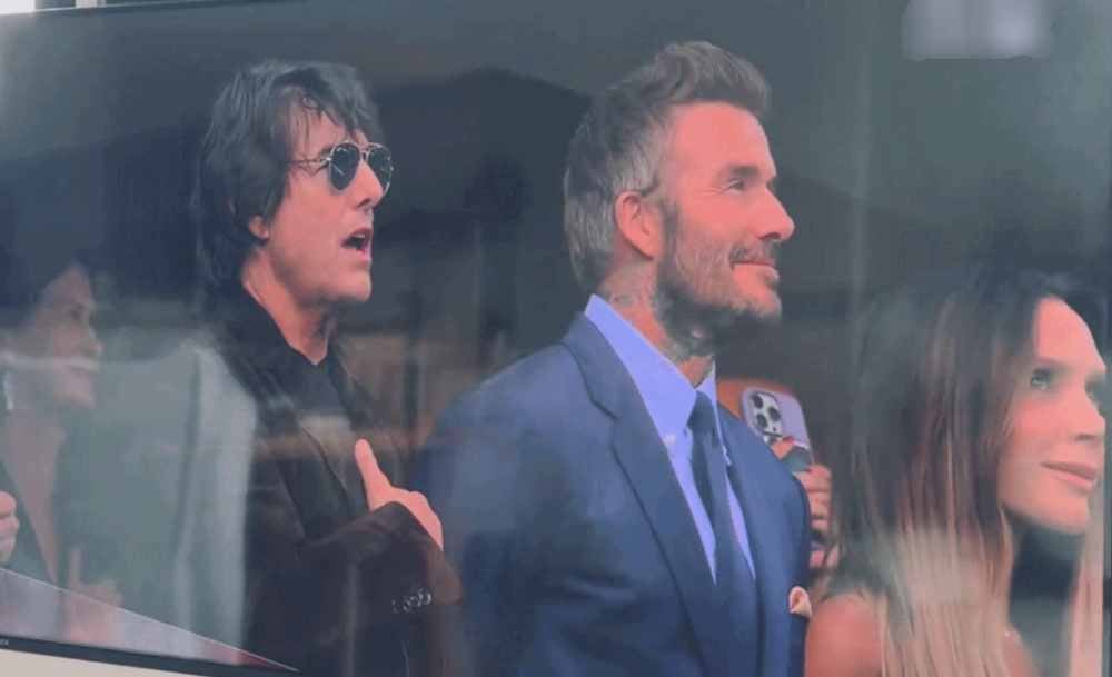 David Beckham and his wife Victoria Beckham and actor Tom Cruise appeared to watch the match between the US and Paraguay at the 2026 World Cup. Photo: Cut from video