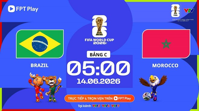 The match between Brazil and Morocco at the 2026 World Cup takes place at 5:00 a.m. on June 14. Photo: FPT Play