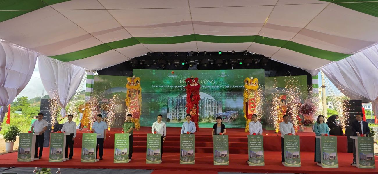 Lễ khởi công xây dựng Dự án nhà ở xã hội tại phường Việt Hưng và phường Hoành Bồ sáng 13.6.2026. Ảnh: Nguyễn Hùng