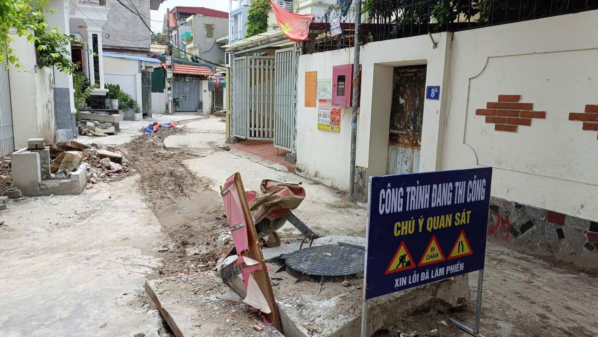 Công trình thi công ngõ 99 Nguyễn Văn Hới, Hải Phòng. Ảnh: Mai Dung